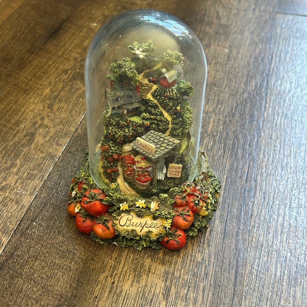 Franklin Mint Burpee Prize Tomatoes Limited Edition Glass Dome Figurine 1998